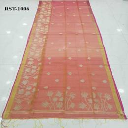 পিউর মসলিন তন্তুজ শাড়ি ব্লাউজ পিস সহ