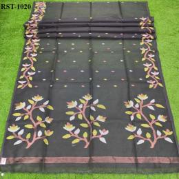 পিউর মসলিন তন্তুজ শাড়ি ব্লাউজ পিস সহ