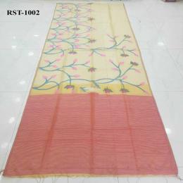 পিউর মসলিন তন্তুজ শাড়ি ব্লাউজ পিস সহ